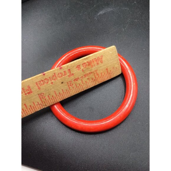 Vintage Red Bangle Early Plastic Bakelite Marbled Summer Bracelet Jewelry - Picture 7 of 7